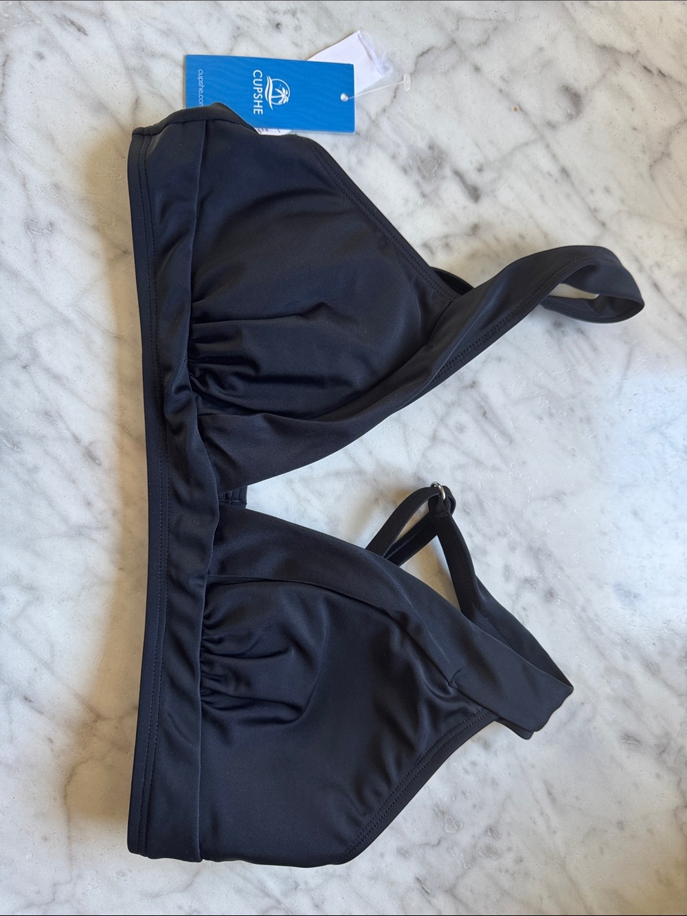Cupshe Black  Bikini Top with Adjustable Straps